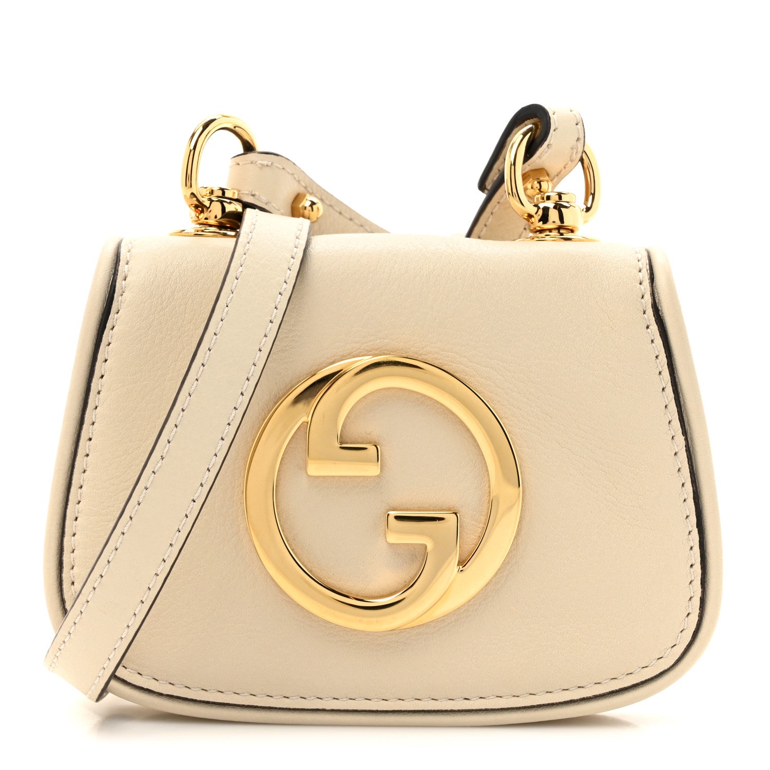 Gucci Roxy Calfskin Blondie Card Case Wallet with Strap Mystic White 1 of 10