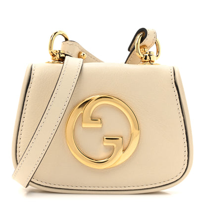 Gucci Roxy Calfskin Blondie Card Case Wallet with Strap Mystic White 1 of 10