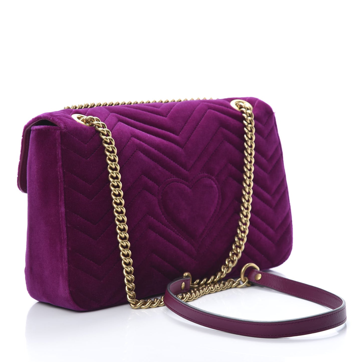 Velvet Matelasse Loved Embroidered Medium GG Marmont Shoulder Bag Fuchsia Violet Cyclamen