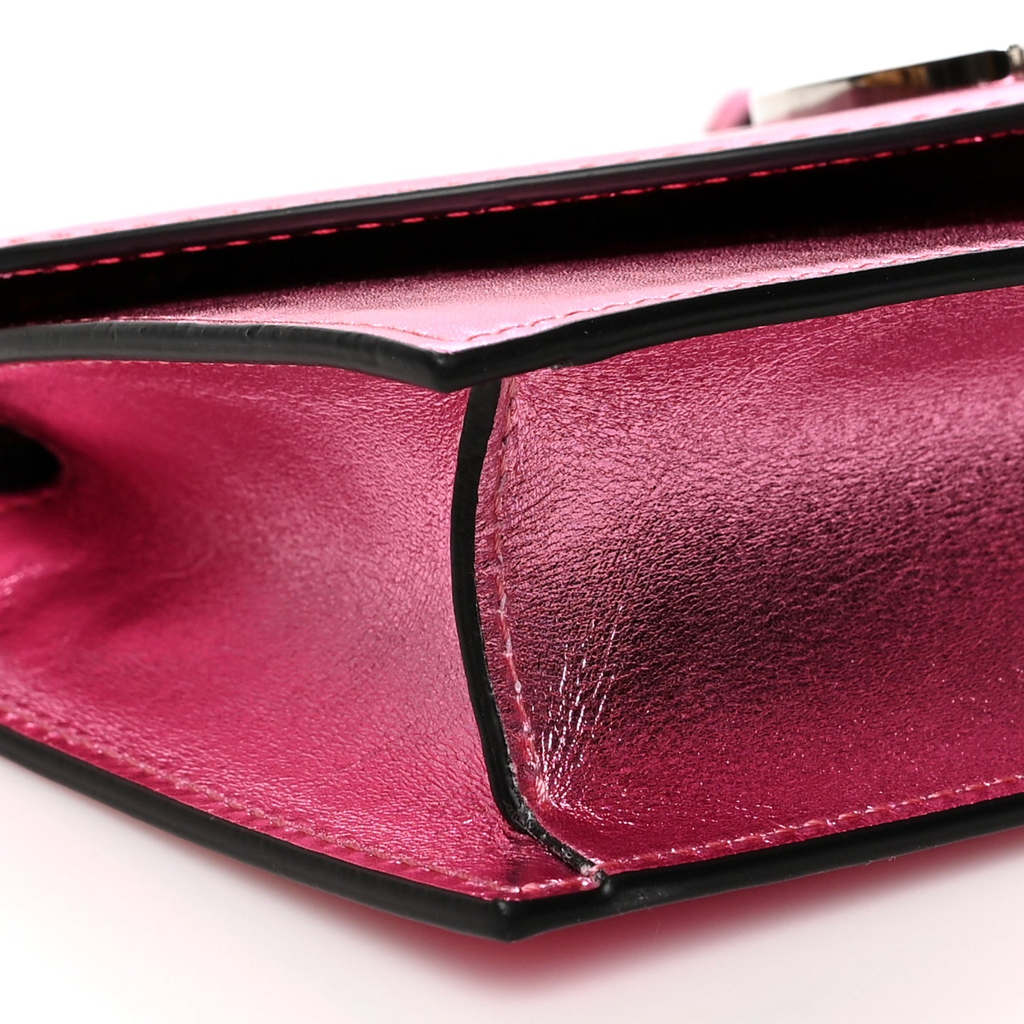 Metallic Calfskin Loubi54 Crossbody Clutch Pink