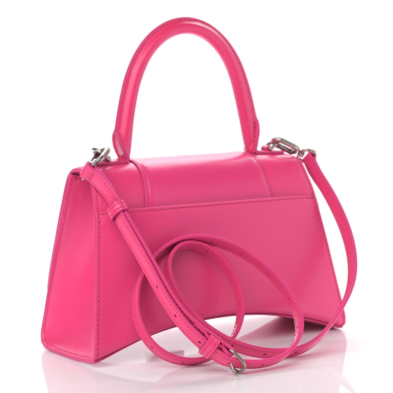 Balenciaga Shiny Box Calfskin Small Hourglass Top Handle Bag Acid Fuchsia 3 of 11
