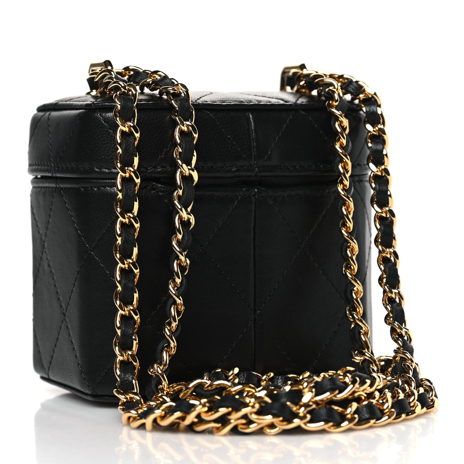 Chanel Lambskin Quilted Vanity Clutch With Chain Black 3 of 8