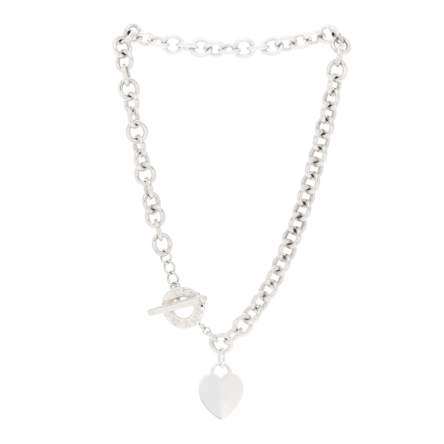 Sterling Silver Heart Tag Toggle Necklace