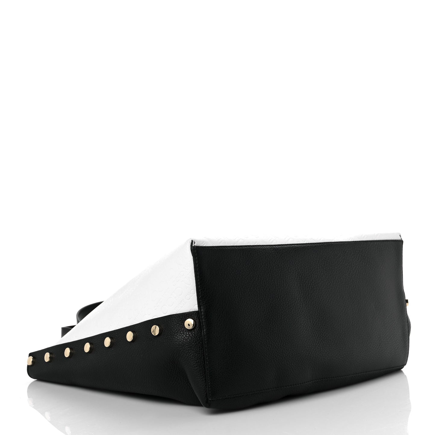 Calfskin Logo Embossed Twist East West Tote White Black