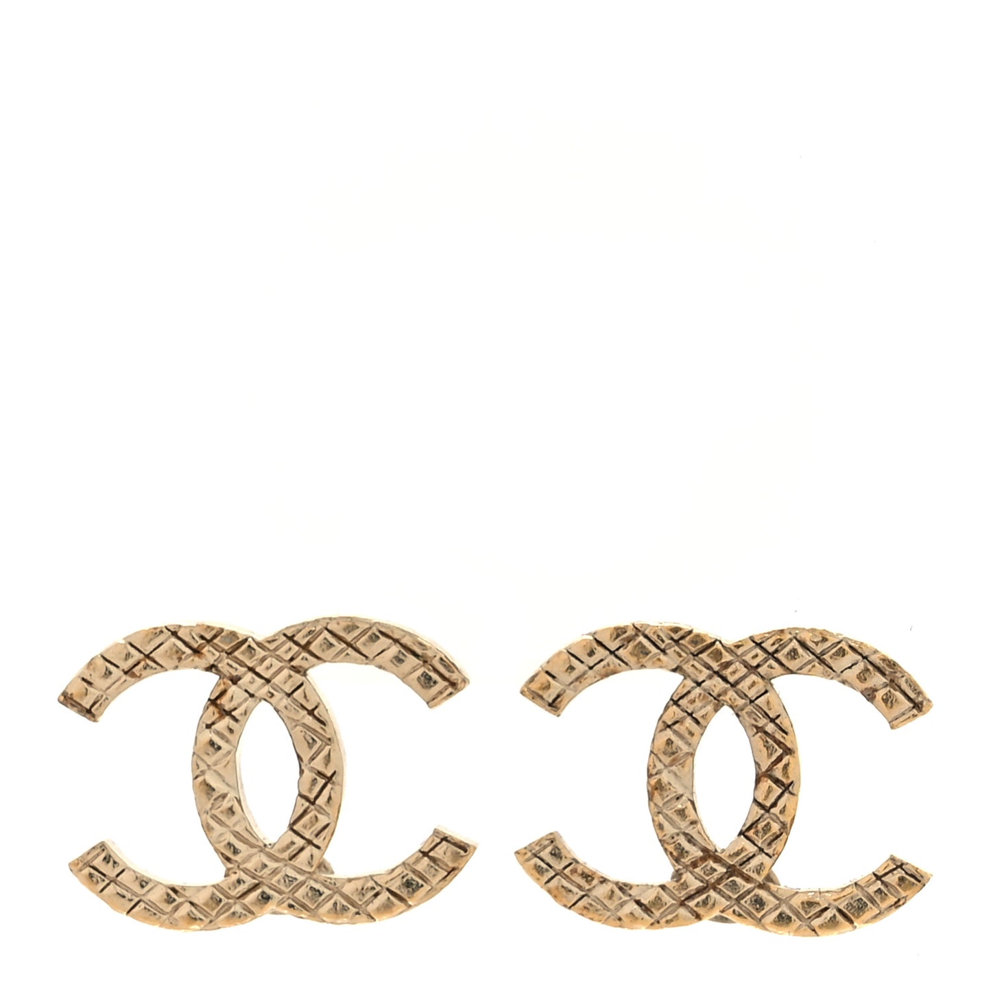 Metal Textured CC Earrings Gold