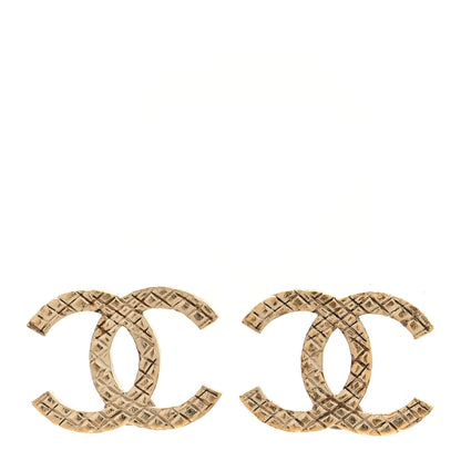 Chanel Metal Textured CC Earrings Gold 1 of 5