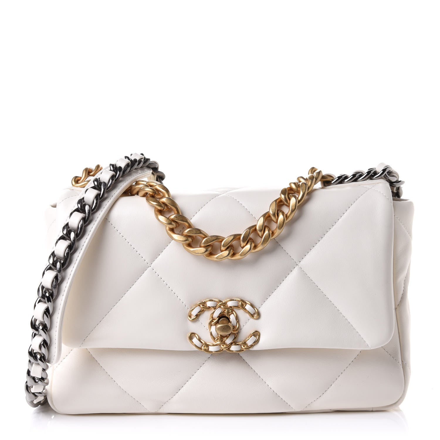 Chanel Lambskin Quilted Medium Chanel 19 Flap White 1 of 10