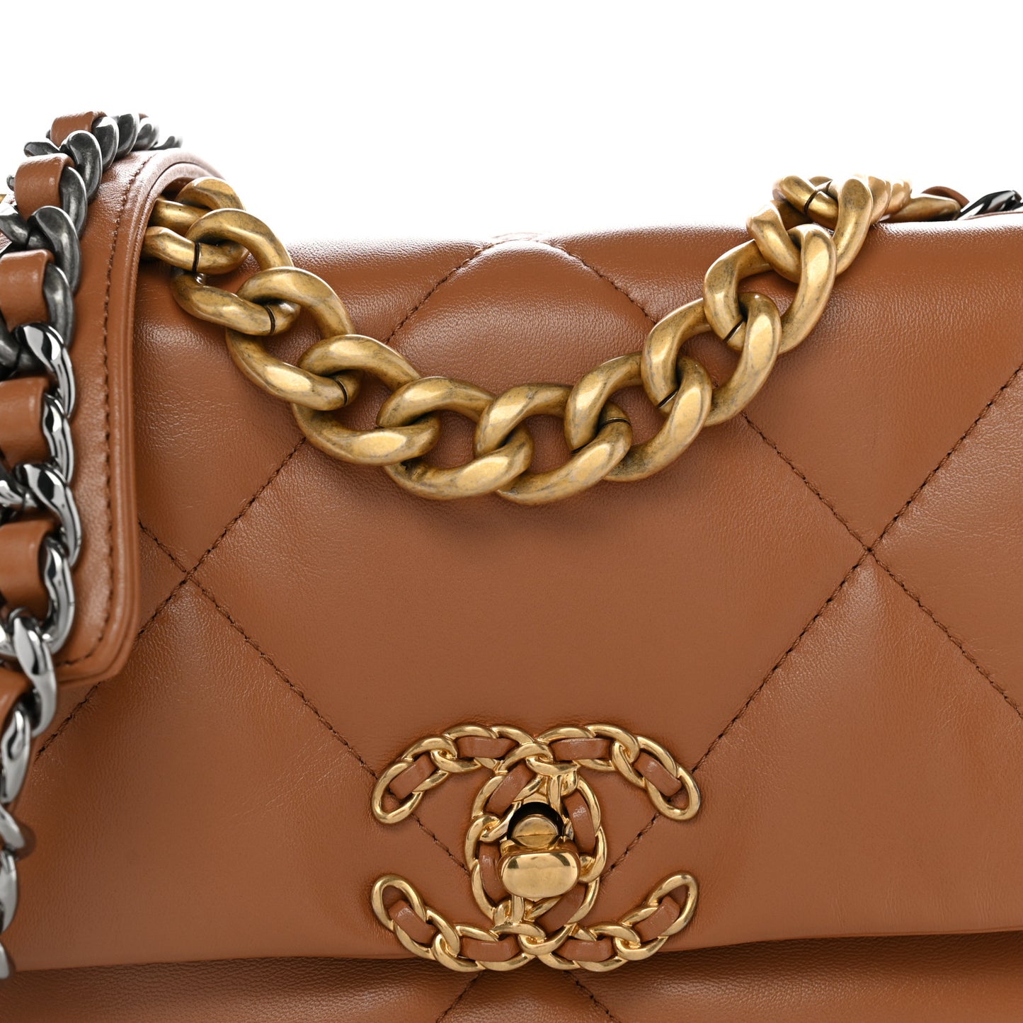Lambskin Quilted Medium Chanel 19 Flap Brown