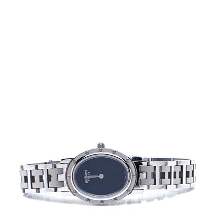 Hermes Stainless Steel 22mm Clipper Oval Quartz Watch Black 2 of 5