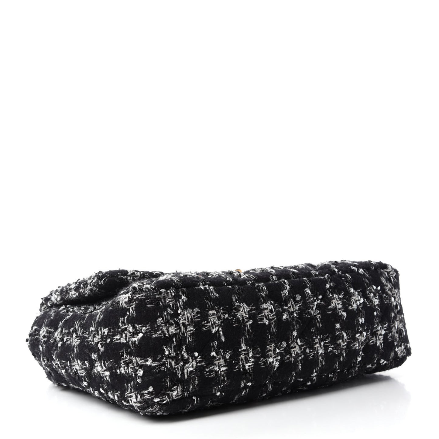 Tweed Quilted Maxi Chanel 19 Flap Black Silver Ecru