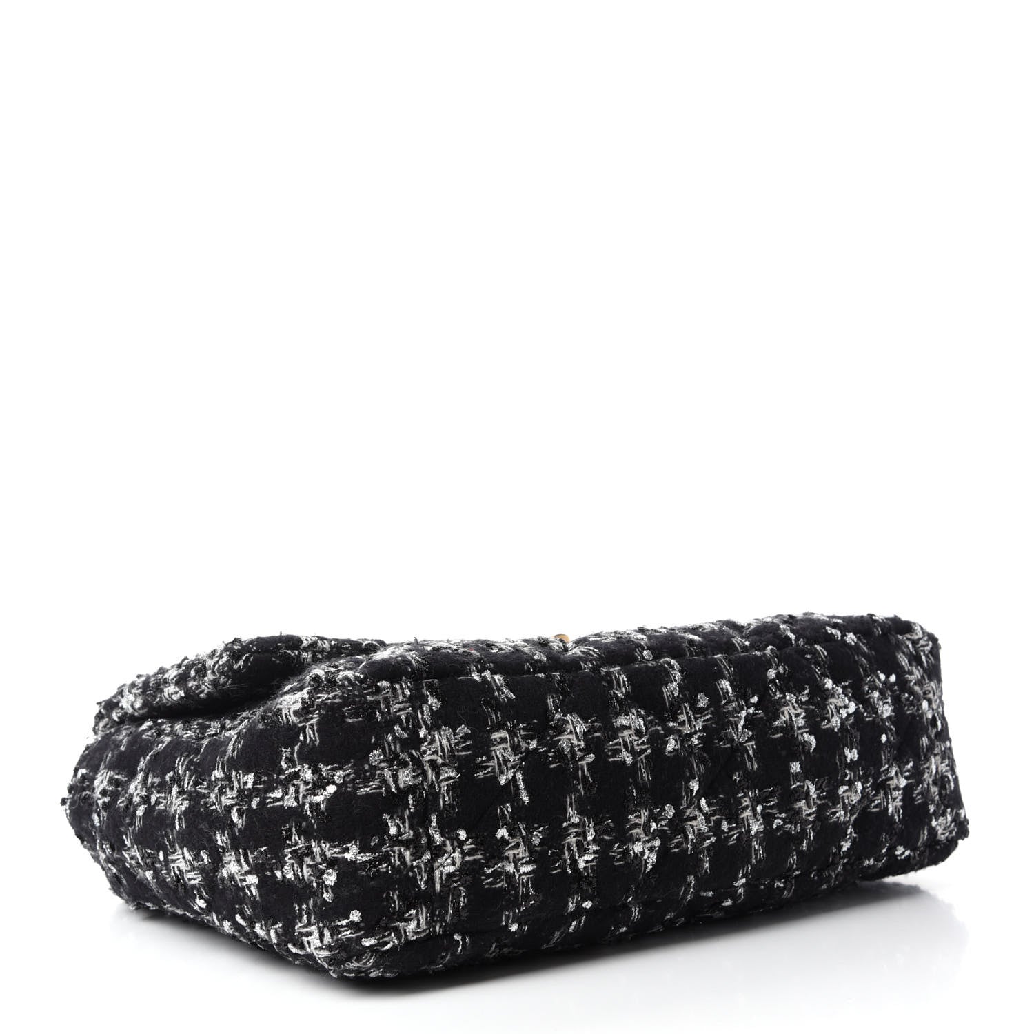 Chanel Tweed Quilted Maxi Chanel 19 Flap Black Silver Ecru 4 of 10