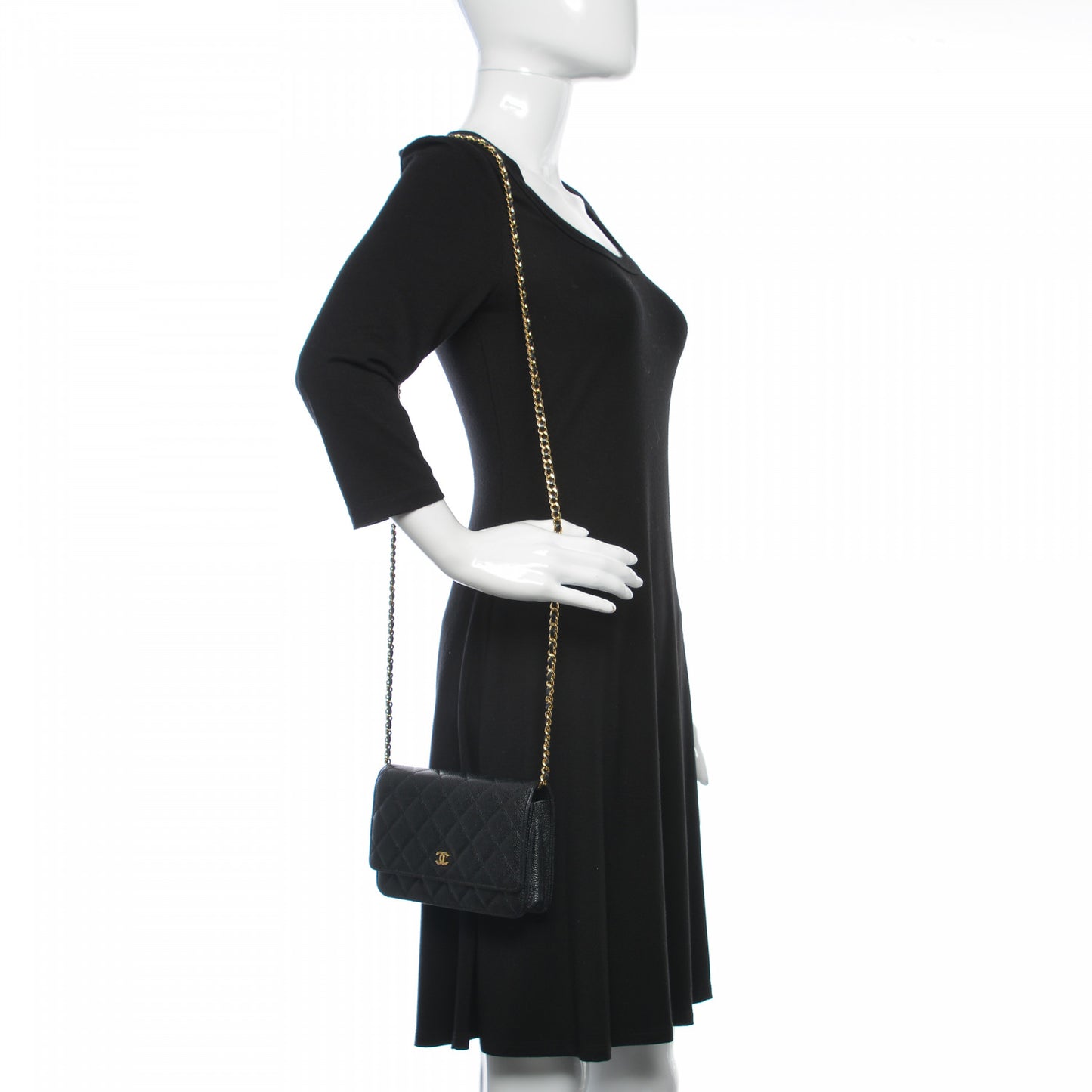 Caviar Quilted Wallet On Chain WOC Black