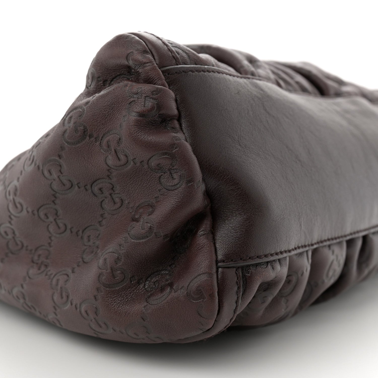 Gucci Guccissima Small D Gold Ring Shoulder Bag Chocolate Brown 9 of 10