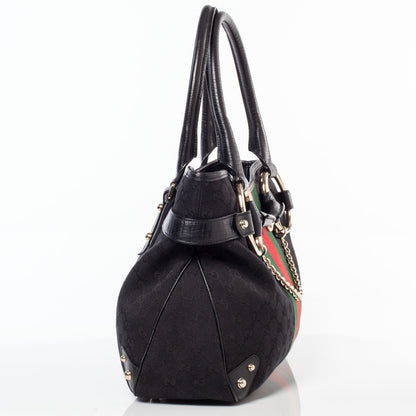 Gucci Monogram Horsebit Web Tote Black 3 of 10