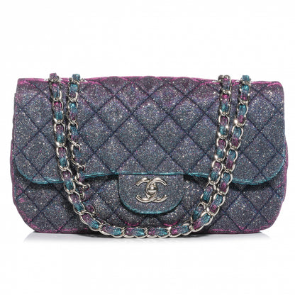 Chanel Iridescent Glitter Fabric Jumbo Single Flap Multicolor 1 of 8