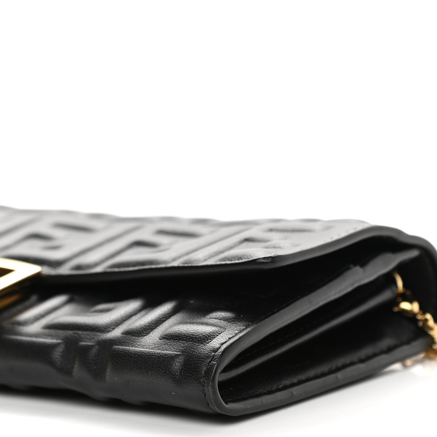 Fendi Nappa Matisse FF Embossed Continental Wallet On Chain Black 9 of 9