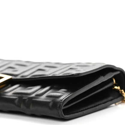 Fendi Nappa Matisse FF Embossed Continental Wallet On Chain Black 9 of 9