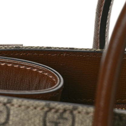 Gucci GG Supreme Monogram Azalea Calfskin Small Retro Interlocking G Tote Bag Beige Ebony Brown Sugar 10 of 10