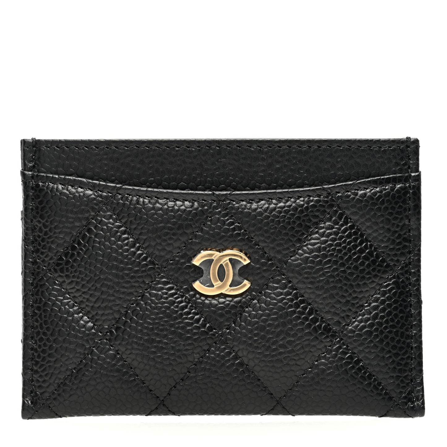 Caviar Quilted Card Holder Black