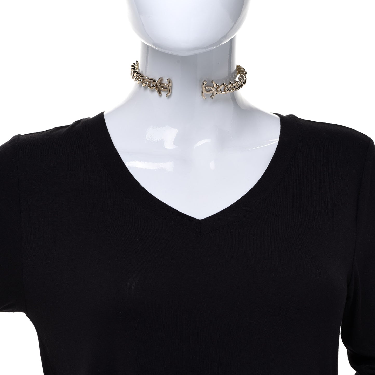 Metal CC Chain Link Choker Necklace M Gold