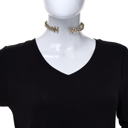 Chanel Metal CC Chain Link Choker Necklace M Gold 2 of 5