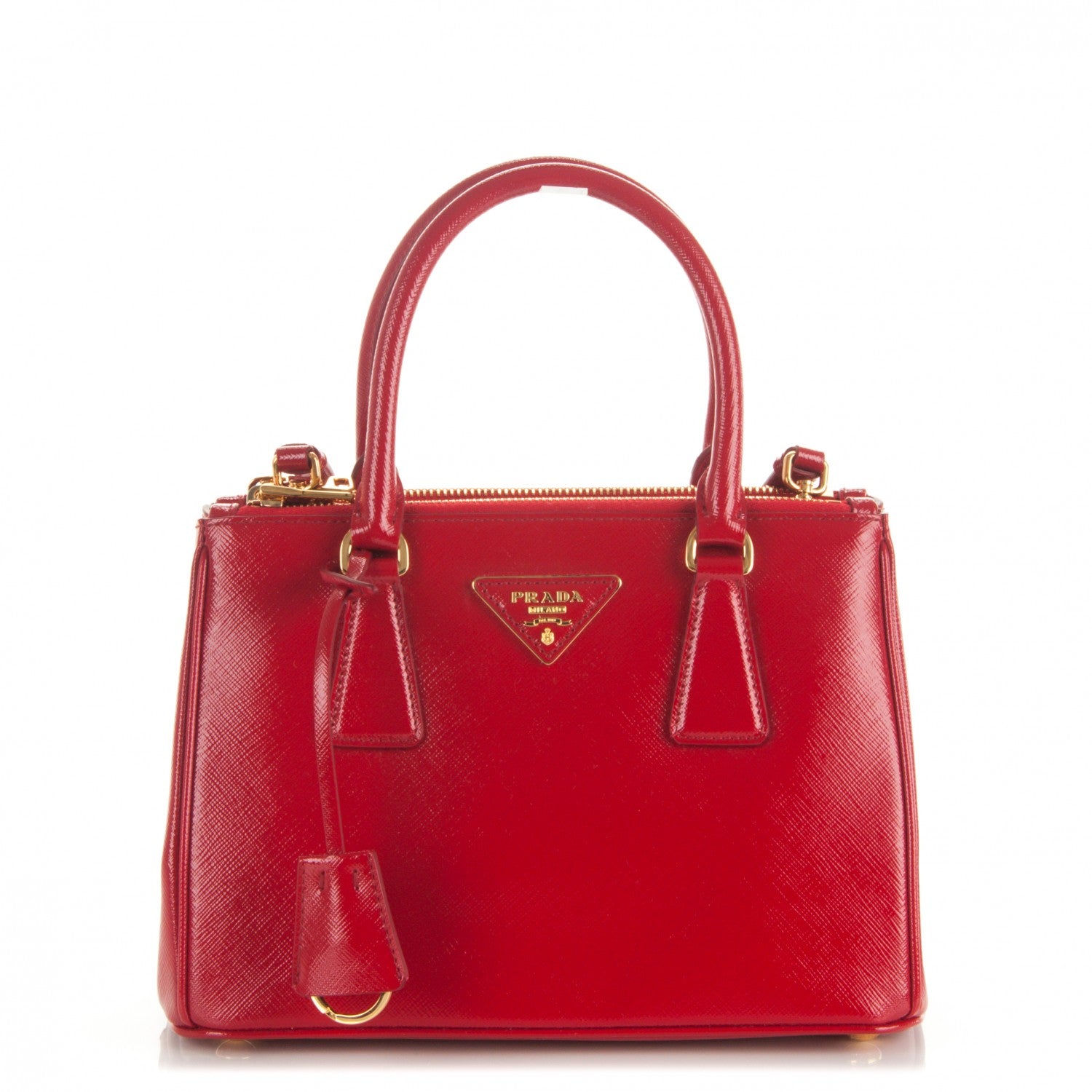 Prada Saffiano Vernice Small Galleria Double Zip Tote Rosso 1 of 7