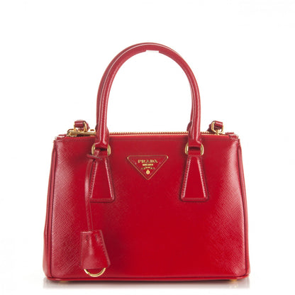 Prada Saffiano Vernice Small Galleria Double Zip Tote Rosso 1 of 7