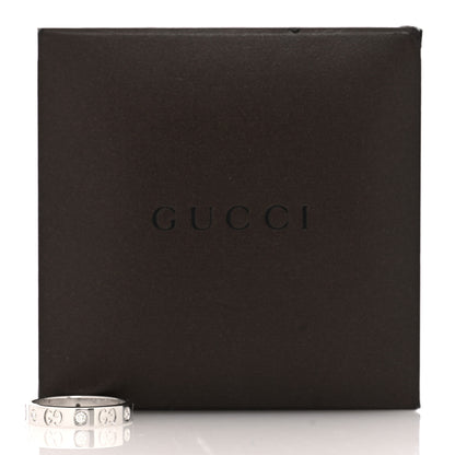 Gucci 18K White Gold Diamond Icon Band Ring 56 7.5 5 of 5