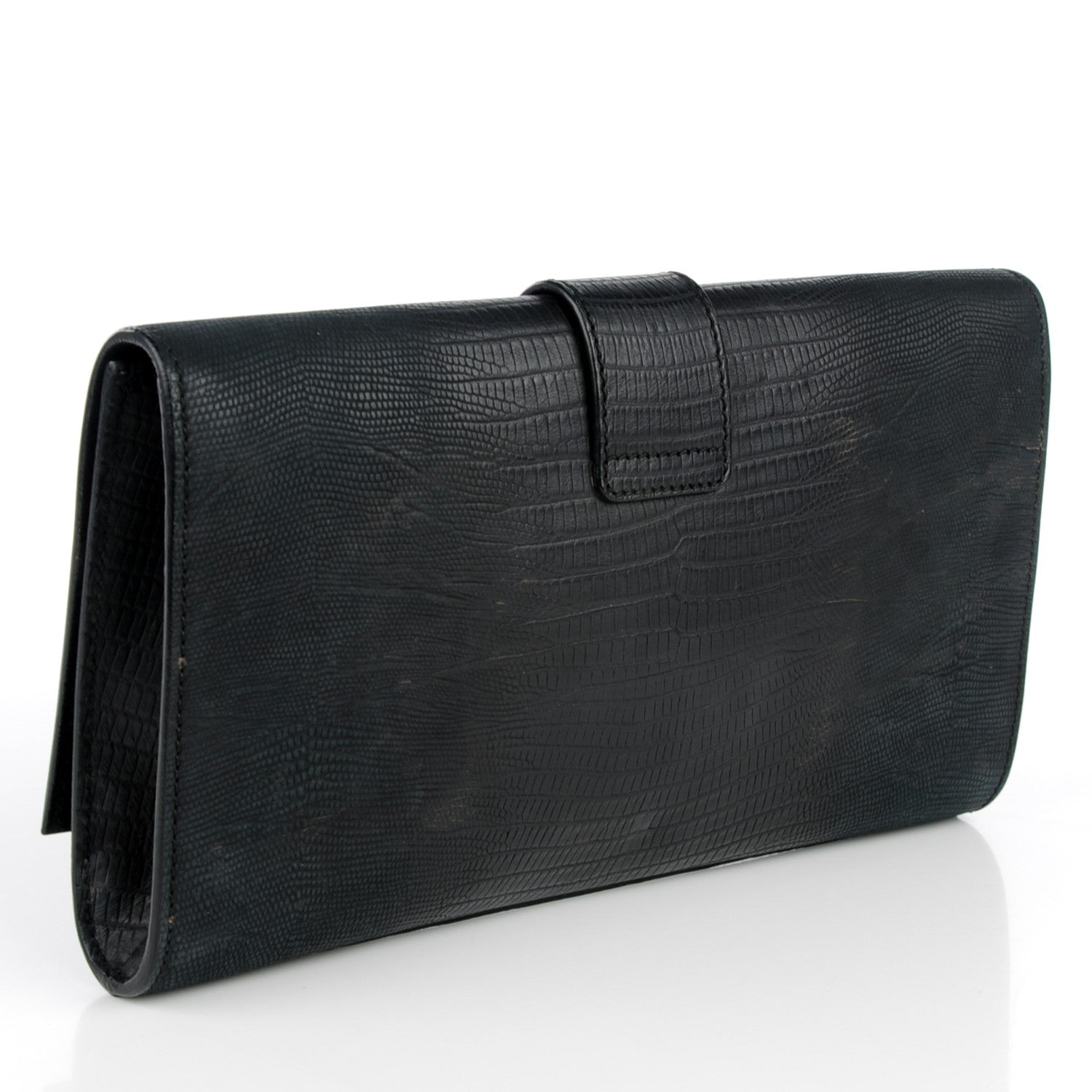 Saint Laurent Lizard Calfskin Embossed Classic Y Ligne Clutch Black 3 of 7