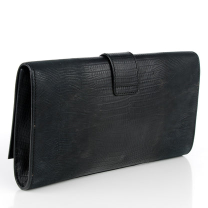 Saint Laurent Lizard Calfskin Embossed Classic Y Ligne Clutch Black 3 of 7
