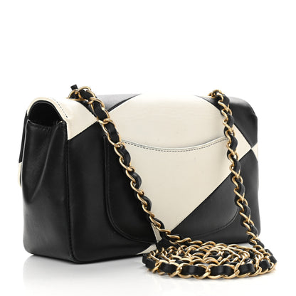 Chanel Lambskin Geometric Patchwork Mini Flap Black White 3 of 15
