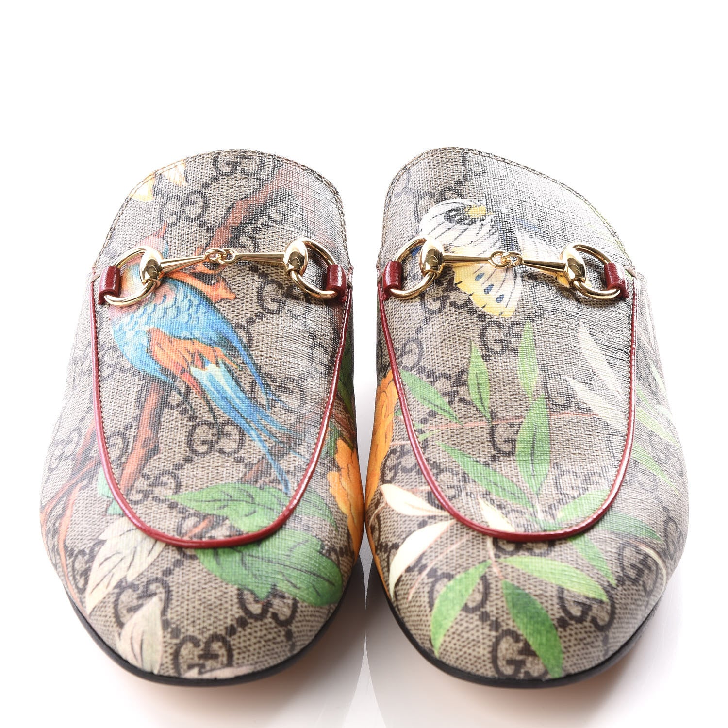 Gucci GG Supreme Monogram Tian Womens Princetown Slippers 38.5 Beige Ebony Multicolor 3 of 9