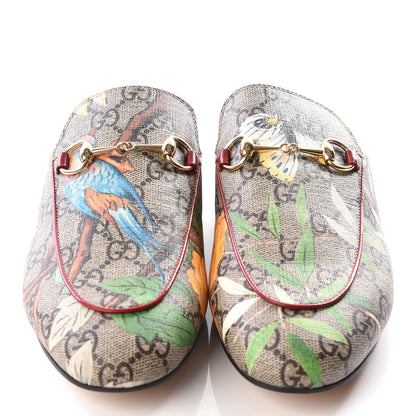 Gucci GG Supreme Monogram Tian Womens Princetown Slippers 38.5 Beige Ebony Multicolor 3 of 9