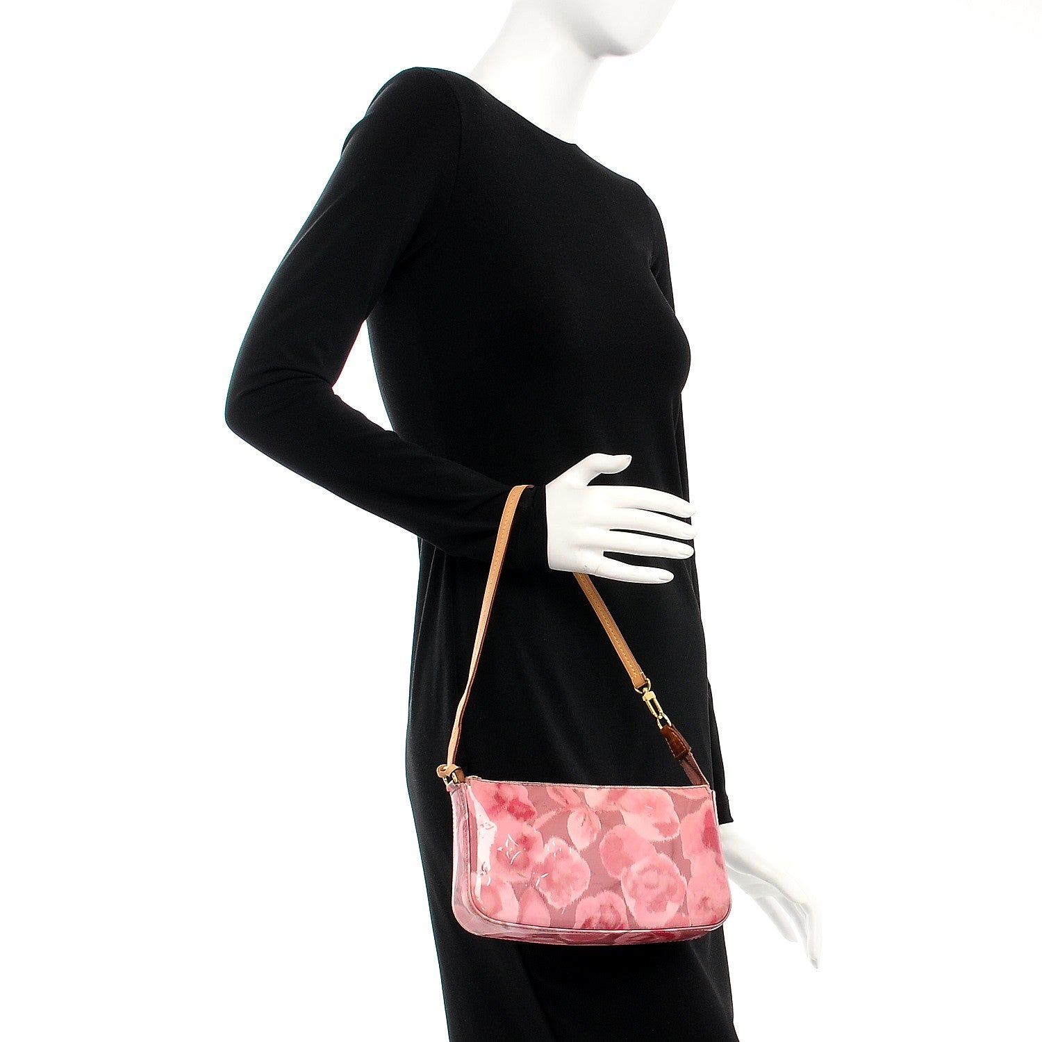 Louis Vuitton Vernis Ikat Pochette Accessories NM Rose Velours 2 of 9