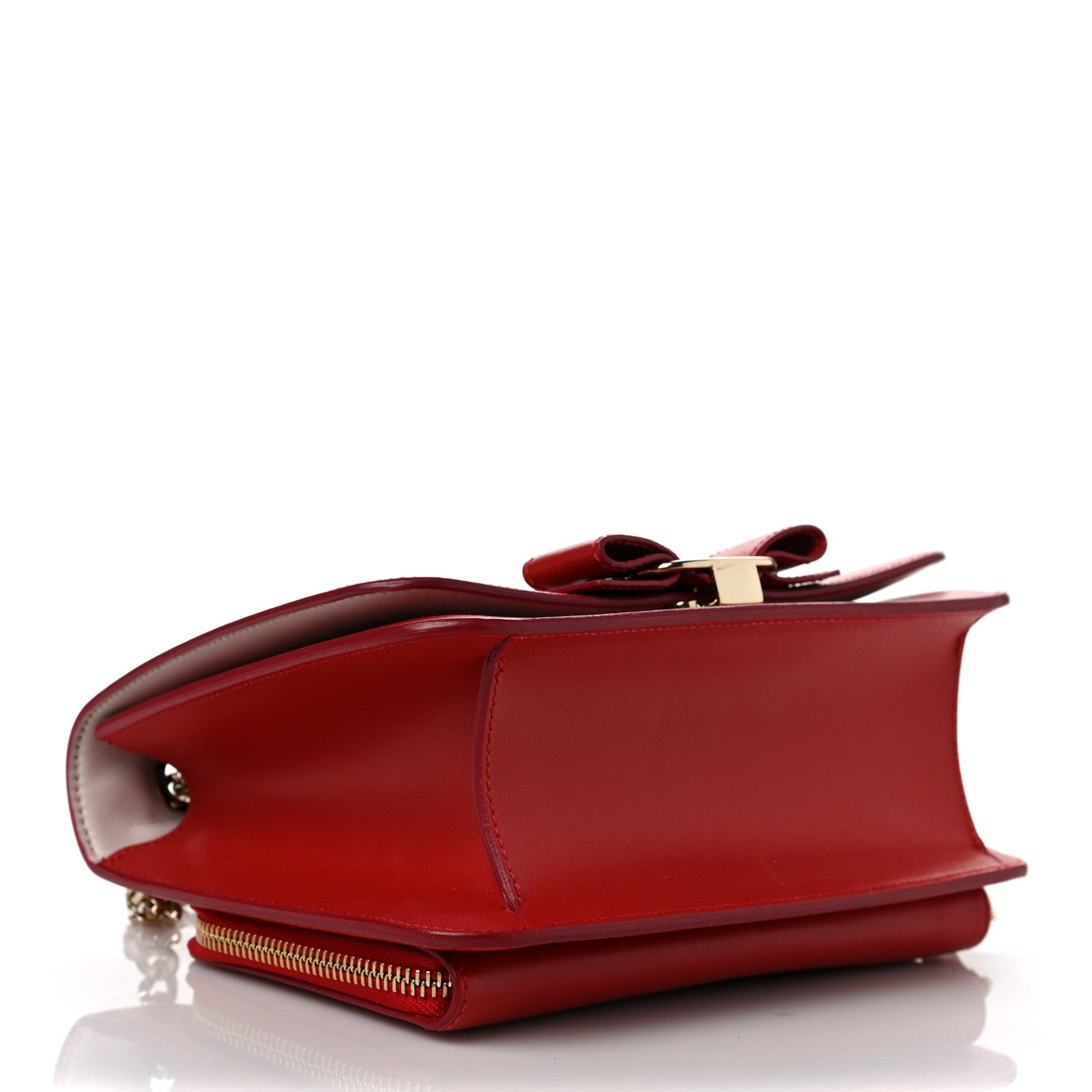Salvatore Ferragamo Smooth Calfskin Vara Bow Chain Flap Crossbody Lipstick Hyacinth 3 of 8