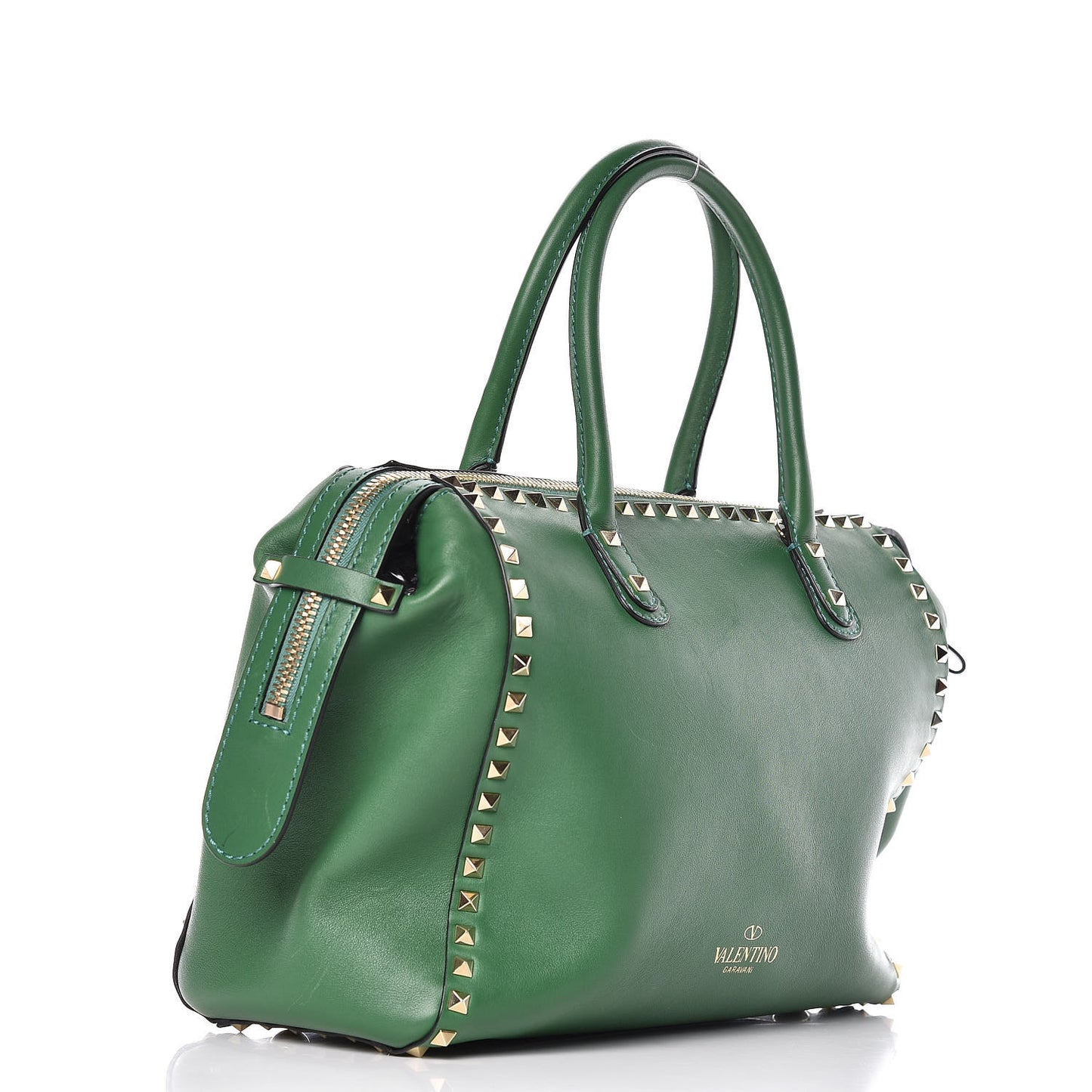 VALENTINO Vitello Rockstud Top Handle Satchel Pop Green