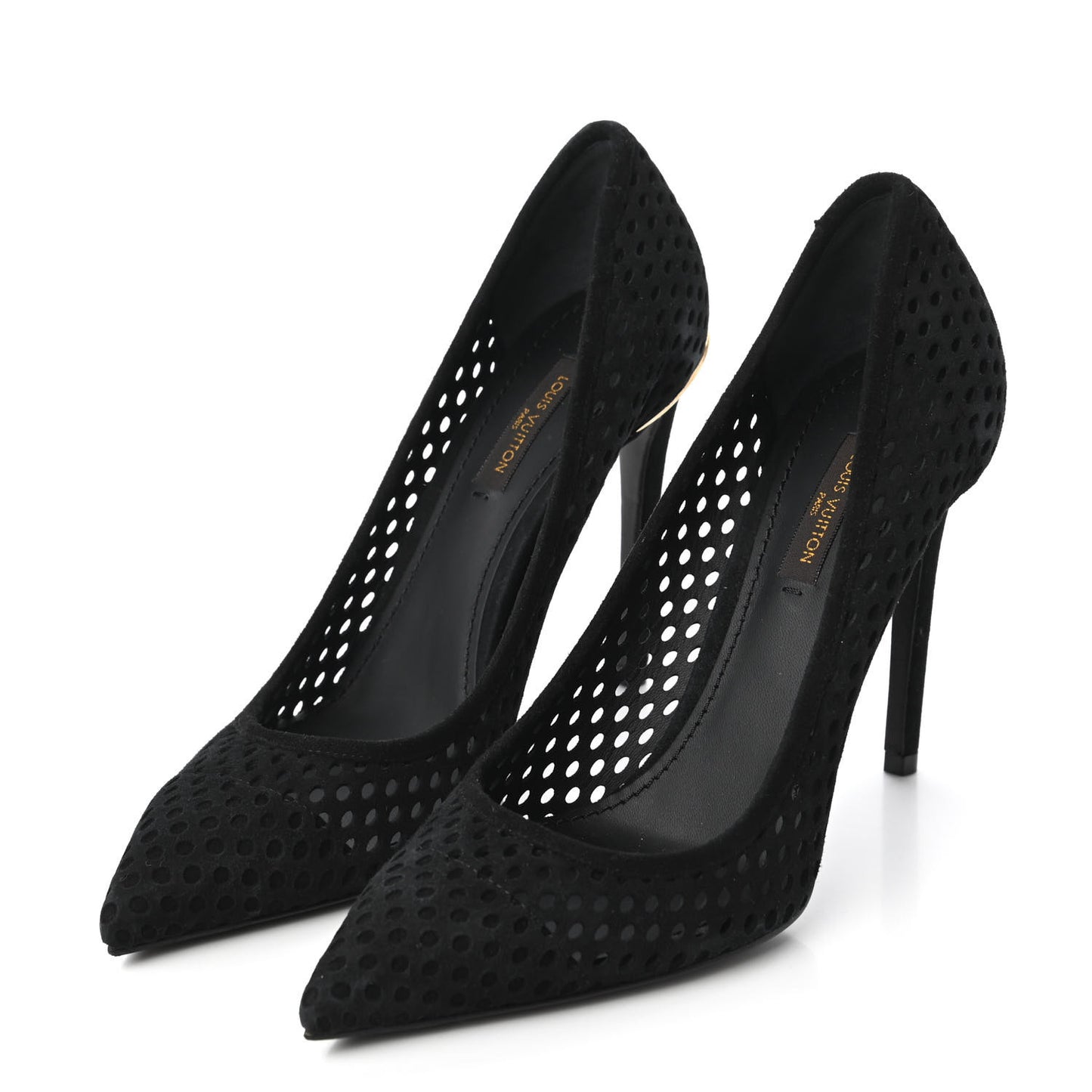 Suede Perforated Eyeline Pumps 37.5 Black