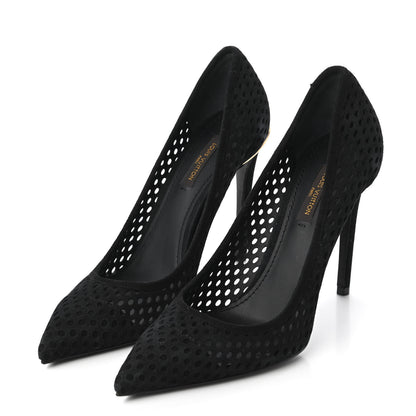 Louis Vuitton Suede Perforated Eyeline Pumps 37.5 Black 3 of 8