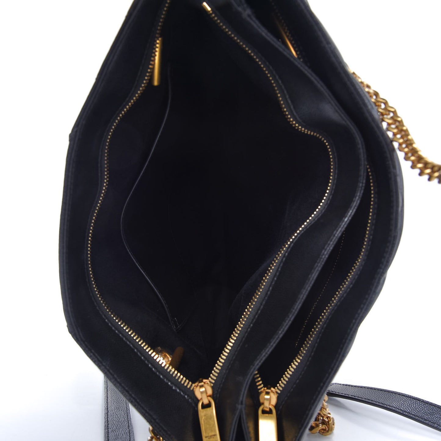 Grain De Poudre Matelasse Chevron Medium Tribeca Shopping Bag Black
