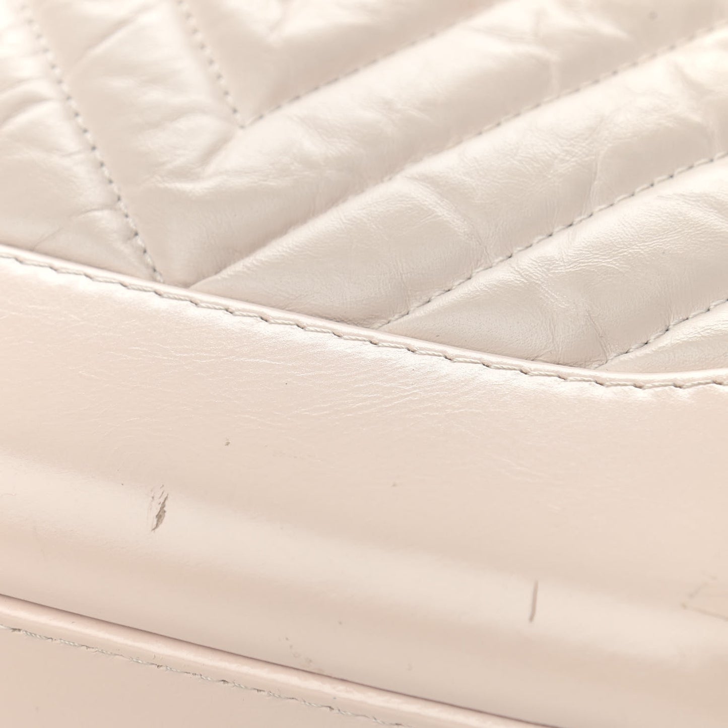 Aged Calfskin Chevron Quilted Small Gabrielle Hobo Beige