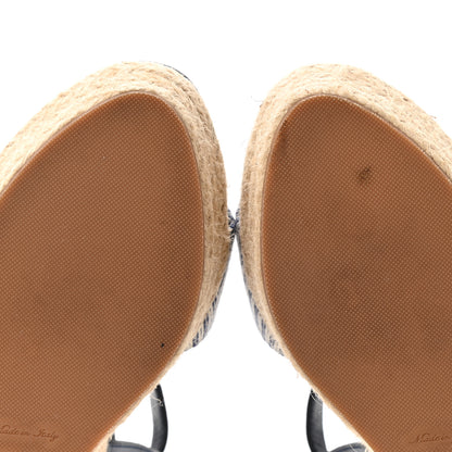 Louis Vuitton Calfskin Canvas Monogram Sail Away Wedge Sandal 38 Marine 9 of 10