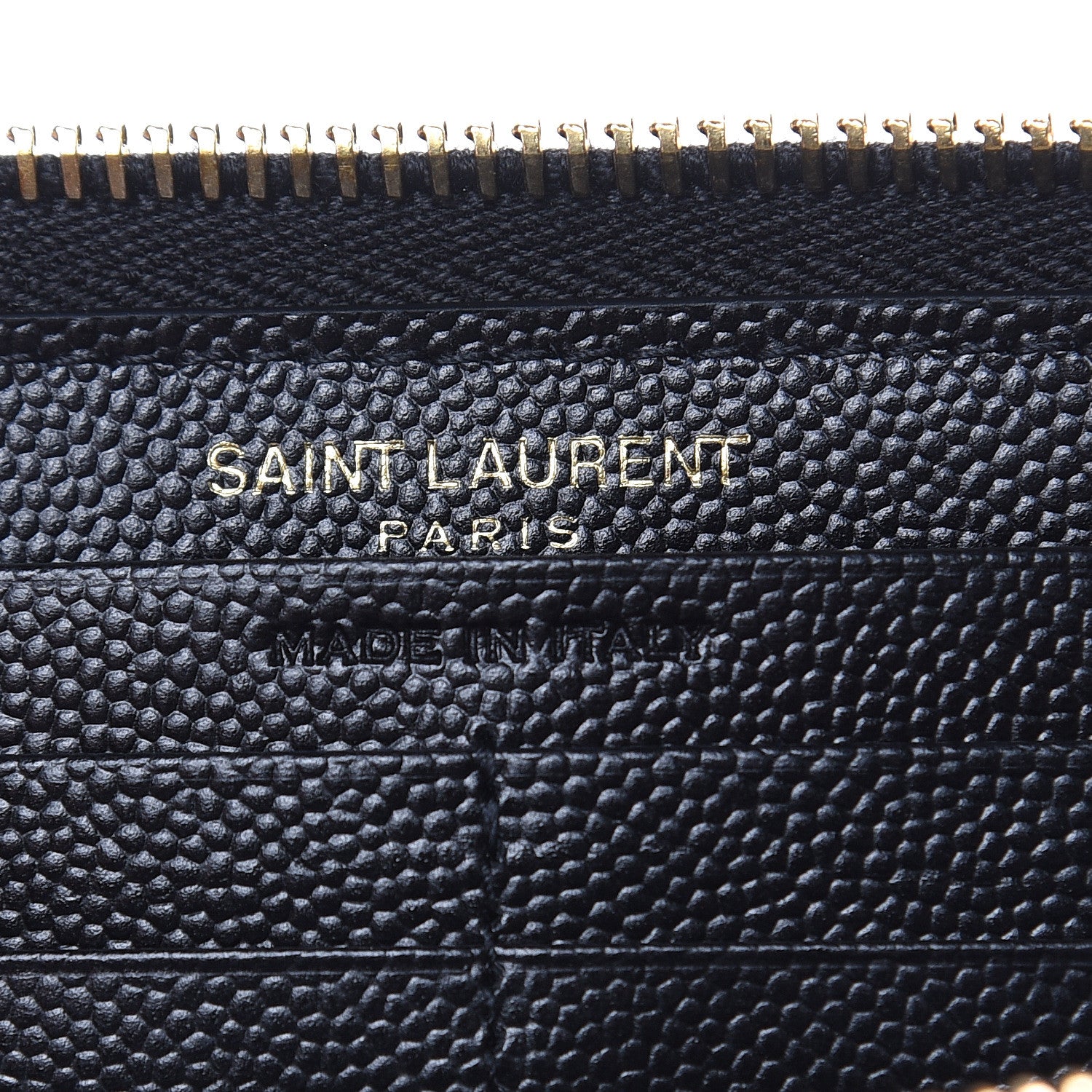 Saint Laurent Grain De Poudre Matelasse Chevron Monogram Zip Around Wallet Black 6 of 7