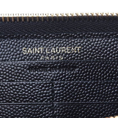 Saint Laurent Grain De Poudre Matelasse Chevron Monogram Zip Around Wallet Black 6 of 7