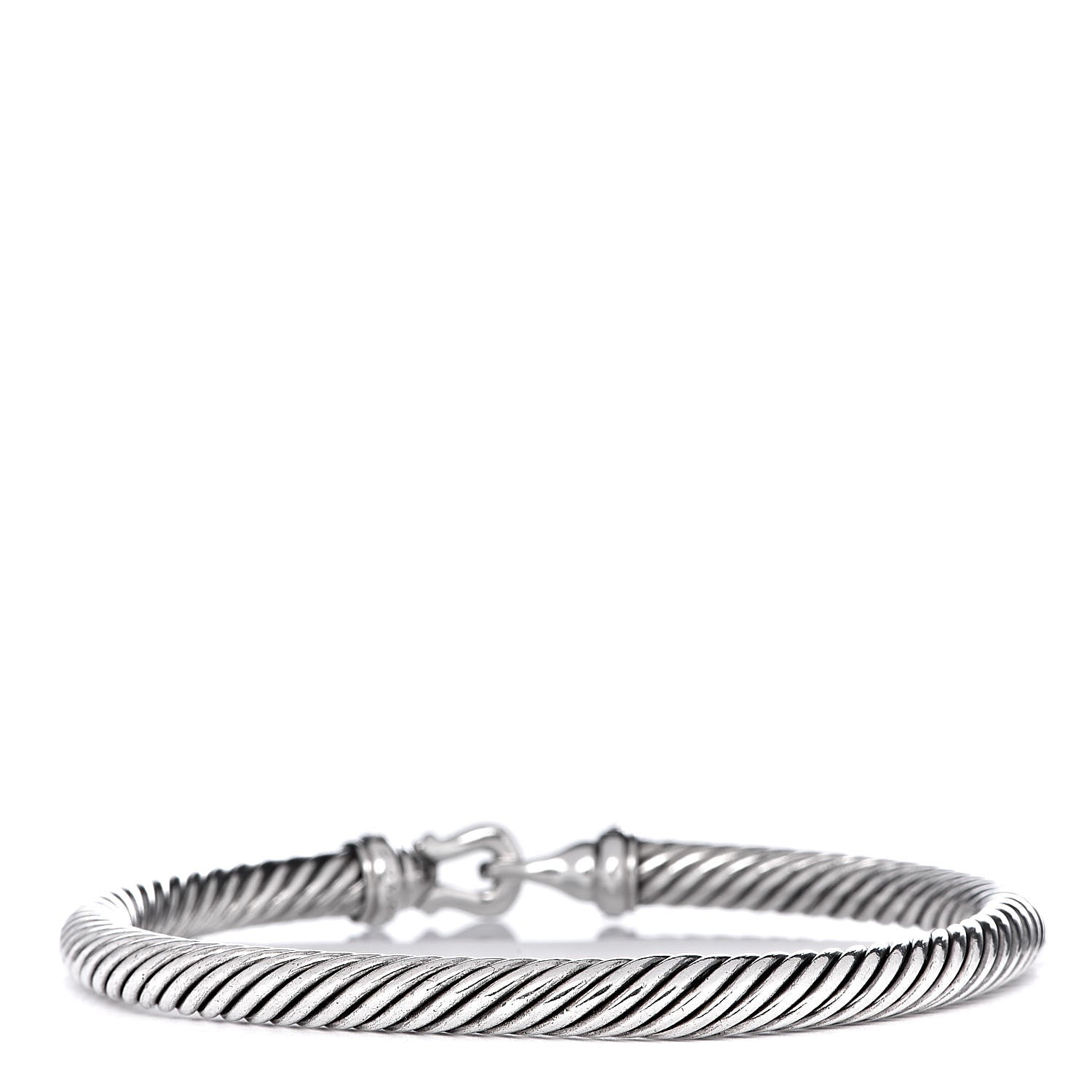 David Yurman Sterling Silver Diamond 5mm Cable Buckle Bracelet 3 of 4