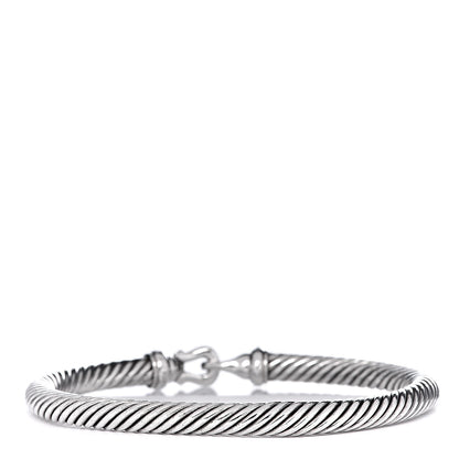 David Yurman Sterling Silver Diamond 5mm Cable Buckle Bracelet 3 of 4