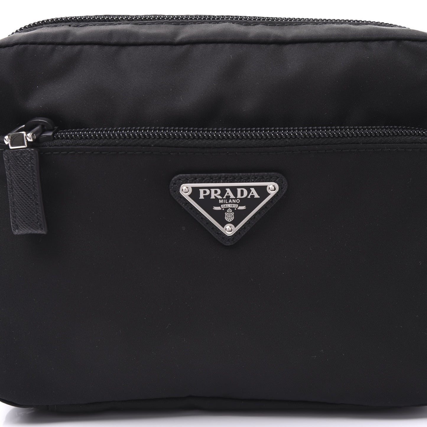 Tessuto Nylon Saffiano Maniglia Pouch Black