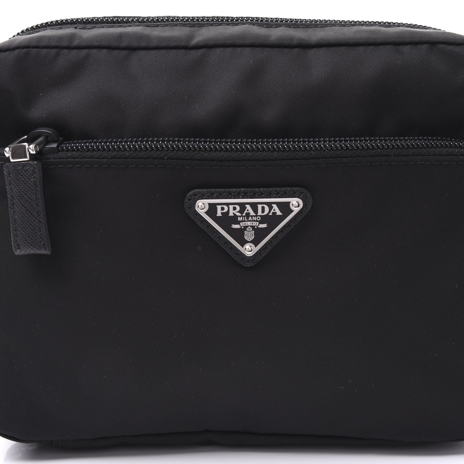 Prada Tessuto Nylon Saffiano Maniglia Pouch Black 8 of 8
