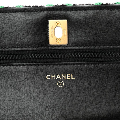 Chanel Tweed Diamond Threaded Pearl Crush Wallet On Chain WOC Black Multicolor 6 of 12