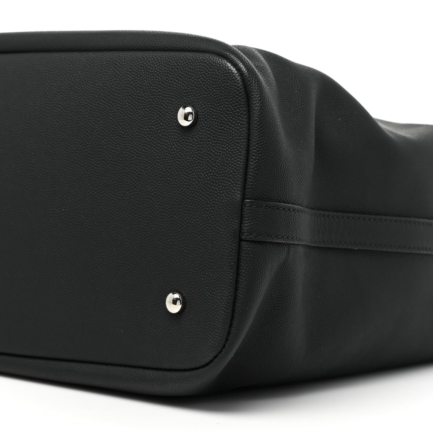 Grained Calfskin Large Coco Eyelets Shopping Tote Black