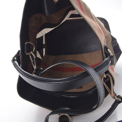 Burberry Canvas Mega Check Medium Susanna Hobo Black 5 of 11
